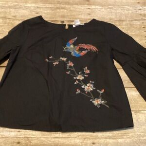 Jealous Tomato Black Blouse with Colorful Embroidery